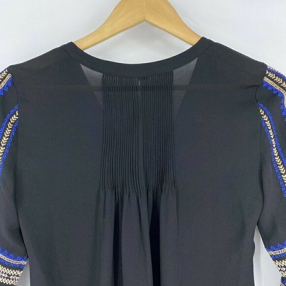 Veronica Beard Top Spruce Embroider Silk - Picture 5 of 7